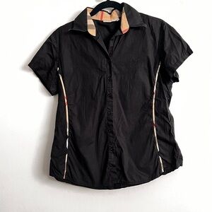 BURBERRY Brit Plaid button down collared short sleeve shirt